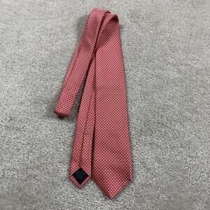 Robert Jensen Tie Mens Red White Textured Silk Cotton Woven Necktie Made Italy